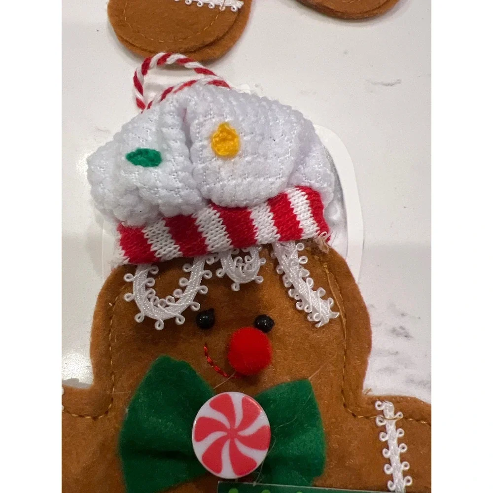 Set of 6 Sleigh Bell Bistro Gingerbread Flatware Sleeves Christmas Ornaments NEW